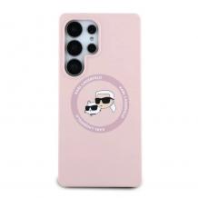Оригинален кейс Karl Lagerfeld Silicone Double Heads And Circle MagSafe Samsung Galaxy S25 Ultra - Розов