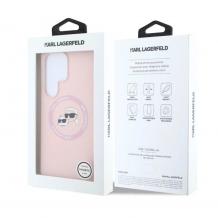 Оригинален кейс Karl Lagerfeld Silicone Double Heads And Circle MagSafe Samsung Galaxy S25 Ultra - Розов