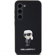 Оригинален калъф / кейс / Karl Lagerfeld Silicone Ikonik Metal Pin за Samsung Galaxy S24 - черен гръб