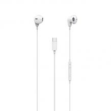 Оригинални стерео слушалки Type C / Moisture MT-H212 Stereo Universal Earphone - бели