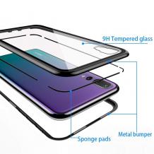 Магнитен калъф Bumper Case 360° FULL за Huawei P20 Pro - прозрачен / черна рамка
