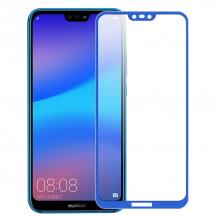 3D full cover Tempered glass Full Glue screen protector Huawei P20 Pro / Извит стъклен скрийн протектор с лепило от вътрешната страна за Huawei P20 Pro - син