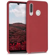 Луксозен силиконов гръб Silicone Cover за Huawei P30 Lite - бордо