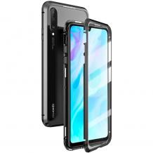 Магнитен калъф Bumper Case 360° FULL за Huawei P30 - прозрачен / черна рамка