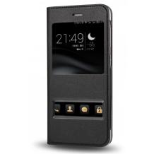 Кожен калъф Flip тефтер Dual View за Huawei Honor 8 Lite / Huawei P9 Lite 2017 - черен