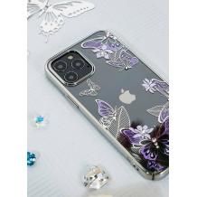 Луксозен твърд гръб KINGXBAR Swarovski Diamond за Apple iPhone 12 /12 Pro 6.1'' - прозрачен със сребрист кант / пеперуди