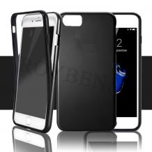 Tвърд гръб 360° със силиконова част за Apple iPhone 6 / iPhone 6S - прозрачно и черно / черен кант / лице и гръб