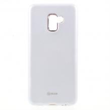 Луксозен силиконов калъф / гръб / TPU Roar LA-LA Glaze Series за Samsung Galaxy A8 2018 A530F - бял / брокат