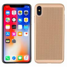 Луксозен твърд гръб за Apple iPhone XR - златист / Grid