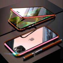 Магнитен калъф Bumper Case 360° FULL за Apple iPhone 11 6.1'' - прозрачен / червена рамка