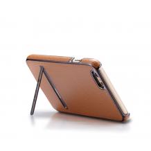 Луксозен тънък гръб / капак / G-Case Plating Series Leather Case за Apple iPhone 6 / 6S - кафяв / кожен 