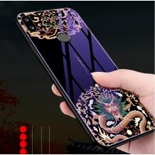 Луксозен стъклен твърд гръб за Huawei Y6 2019 - дракон