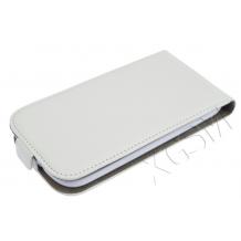 Кожен калъф Flip тефтер Flexi със силиконов гръб за HTC Desire 616 - бял