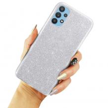 Силиконов калъф / гръб / TPU за Samsung Galaxy A32 5G - сребрист / брокат