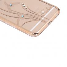 Луксозен твърд гръб KINGXBAR Swarovski Diamond за Apple iPhone 7 - прозрачен със златен кант / Orchid