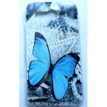 Силиконов калъф / гръб / TPU за Alcatel One Touch Pop C9 / Alcatel C9 - сив / синя пеперуда
