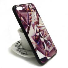 Луксозен стъклен твърд гръб със силиконов кант и камъни за Apple iPhone 7 / iPhone 8 - призма 3