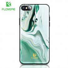 Луксозен твърд гръб със силиконов кант FLOVEME Marble Case за Apple iPhone 7 / iPhone 8 - зелен