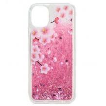 Луксозен твърд гръб 3D Water Case за Huawei P40 Lite - течен гръб с розов брокат / Peach blossom