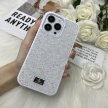 Луксозен твърд гръб / кейс / Swarovski за Apple iPhone 14 6.1'' - бял / камъни