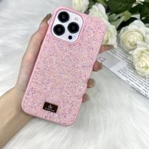 Луксозен твърд гръб / кейс / Swarovski за Apple iPhone 14 Pro 6.1'' - розов / камъни