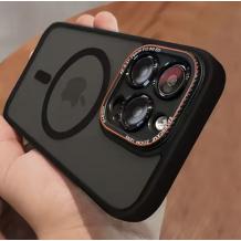 Луксозен твърд гръб / кейс / SONIC Case с безжично зареждане MagSafe за Apple iPhone 16 (6.1) - черен / прозрачен
