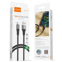 Кабел VIDVIE CB4038 за зареждане и пренос на данни / USB to Type-C 3A 2m - черен
