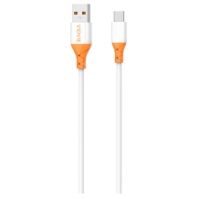 Кабел VIDVIE CB4014 за зареждане и пренос на данни / USB to Type-C 2.4A 1m - бял с оранжево