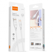Кабел VIDVIE CB4016 за зареждане и пренос на данни / USB to Type-C 2.4A 1m - бял