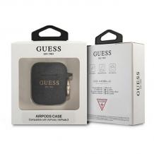 Оригинален калъф Guess Glitter за AirPods 1 / AirPods 2 слушалки - черен