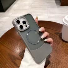 Луксозен гръб / кейс / Luxury Case с безжично зареждане MagSafe за Samsung Galaxy A56 5G - прозрачен / сив
