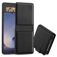 Луксозен кожен калъф Tech-Protect Wallet Case за Samsung Galaxy Z Flip 7 - черен
