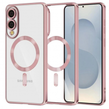 Силиконов калъф / гръб / Color Case със безжично зареждане MagSafe кейс за Samsung Galaxy S25 Edge - прозрачен кейс с защита на камерата / розов
