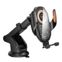 Стойка за кола с безжично зареждане HOCO HW34 / HOCO HW34 Car Wireless Charger 15W - черна / оранжево