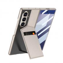 Луксозен гръб / кейс / Carbon Fiber Case със стойка за Samsung Galaxy Z Fold 7 - сив титаниум