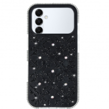 Луксозен силиконов калъф / кейс / Colorful Case TPU за Samsung Galaxy A16 - черен с камъни