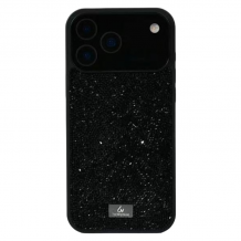 Оригинален твърд гръб / кейс / Swarovski за iPhone 18 Pro - черен камъни