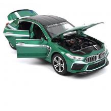 Метална кола с отварящи се врати капаци светлини и звуци BMW M8 Manhart MH8 800 1:24 - червен / зелен