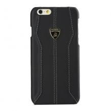 Оригинален кожен твърд гръб / капак / LAMBORGHINI за Apple iPhone 6 4,7"- черен