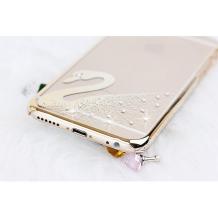Луксозен ултра тънък твърд гръб с камъни Swarovski за Apple iPhone 6 / iPhone 6S - Swan / златист
