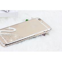 Луксозен ултра тънък твърд гръб с камъни Swarovski за Apple iPhone 6 / iPhone 6S - Swan / сребрист