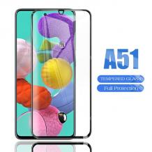 9D full cover Tempered glass Full Glue screen protector Samsung Galaxy A51 / Извит стъклен скрийн протектор с лепило от вътрешната страна за Samsung Galaxy A51 - черен