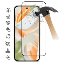 5D full cover Tempered glass Full Glue screen protector Samsung A17 / Извит стъклен скрийн протектор с лепило от вътрешната страна за Samsung Galaxy A17 - черен кант