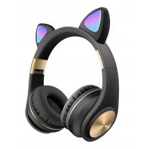 Стерео LED слушалки Bluetooth Cat Ear M1 / Wireless Headphones / безжични LED слушалки Cat Ear M1 - черни