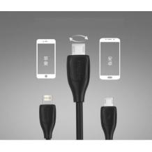 Оригинален USB REMAX Lesu Data кабел RC-050t 2в1 2m / Lightning & Micro USB Charging Data Cable 2in1 - черен