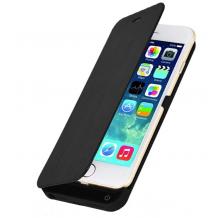 Кожен Flip тефтер / външна батерия / Power Bank за Apple iPhone 6 Plus 5.5'' - черен / 3800mAh