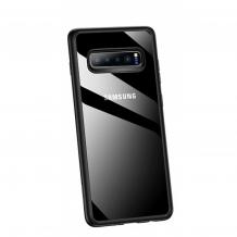 Луксозен силиконов гръб USAMS MANT Series TPU за Samsung Galaxy S10 - прозрачен / черен кант