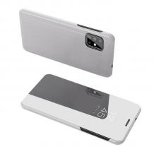 Луксозен калъф Clear View Cover с твърд гръб за Samsung Galaxy S20 Plus - сребрист