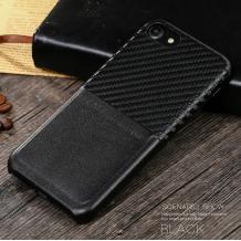 Оригинален гръб X-level Card Case за Apple iPhone 7 - черен / кожа и карбон