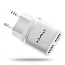 Универсално зарядно устройство AWEI C-930 Fast Charger с 2 USB порта 220V / 2.1A за Samsung, Xiaomi, Lenovo, Apple, LG, HTC, Sony, Nokia, Huawei, ZTE, BlackBerry и др. - бяло със сребристо